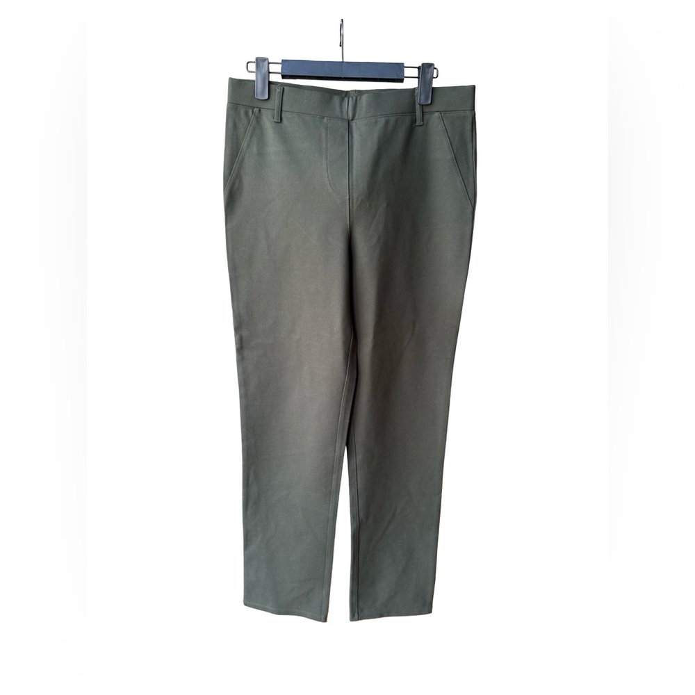 NWT Quince Olive Green Ultra Stretch Ponte Straight Leg Pant Size Petite Medium